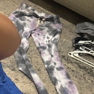 Women's Tie-Dye Joggers in Gray and Purple